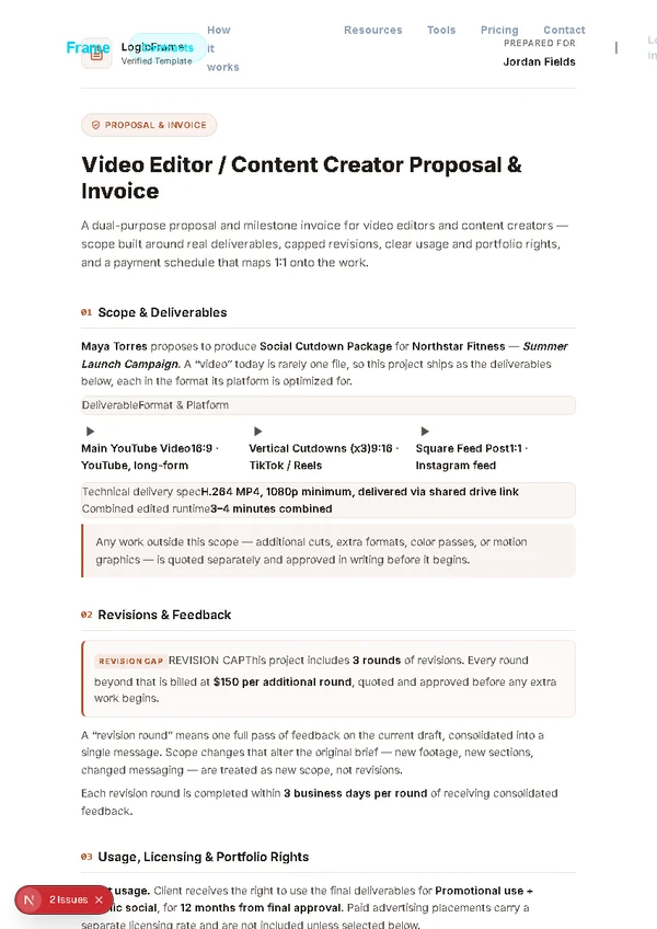 video-editor-content-creator-proposal template preview